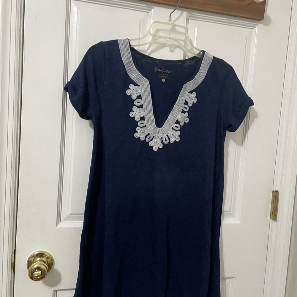 Lilly Pulitzer Navy Dress with White Embroidery